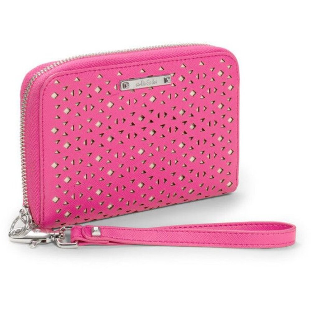 Stella & Dot Chelsea Hot Pink Perforated Zip Around Tech Wallet